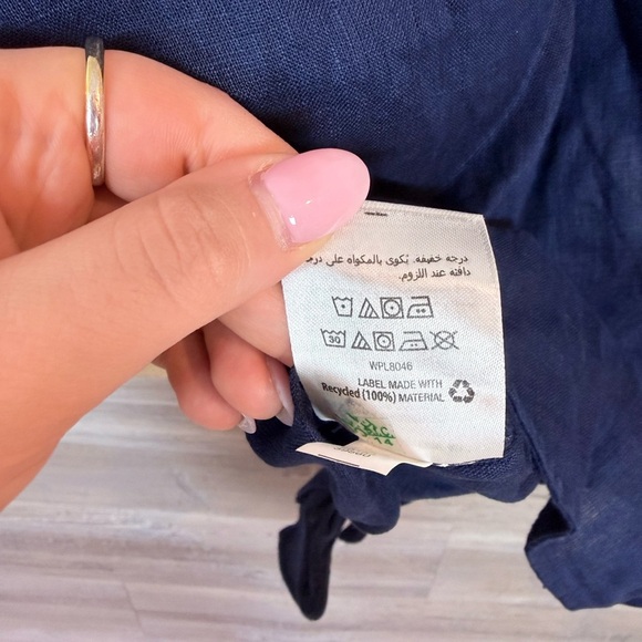 NWT Charter Club Luxury 100% Linen Tie-Front Top Intrepid Blue Small - Picture 10 of 12